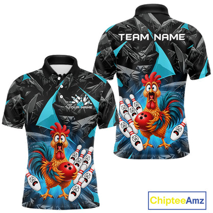 Custom Turquoise Chicken Bowling Jerseys For Men Bowling Team Jerseys Bowling for Bowlers HNT604
