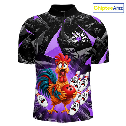 Custom Purple Chicken Bowling Jerseys For Men Bowling Team Jerseys Bowling for Bowlers HNT604