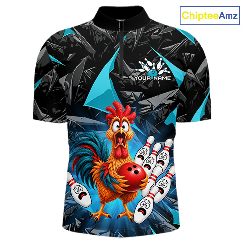 Custom Turquoise Chicken Bowling Jerseys For Men Bowling Team Jerseys Bowling for Bowlers HNT604