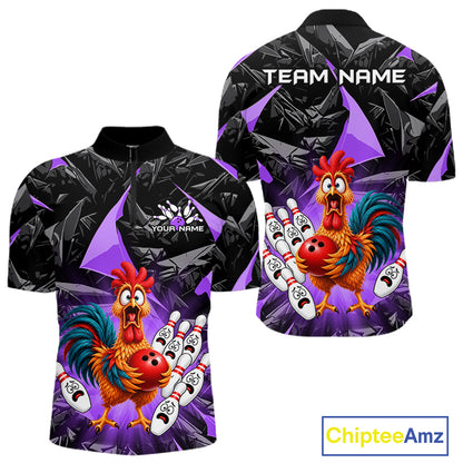 Custom Purple Chicken Bowling Jerseys For Men Bowling Team Jerseys Bowling for Bowlers HNT604