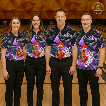 Custom Purple Chicken Bowling Jerseys For Women Bowling Team Jerseys Bowling for Bowlers HNT604