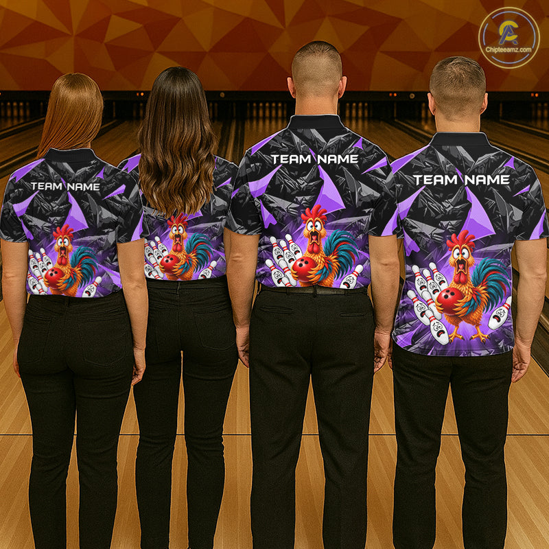 Custom Purple Chicken Bowling Jerseys For Women Bowling Team Jerseys Bowling for Bowlers HNT604