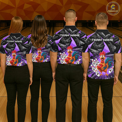 Custom Purple Chicken Bowling Jerseys For Women Bowling Team Jerseys Bowling for Bowlers HNT604