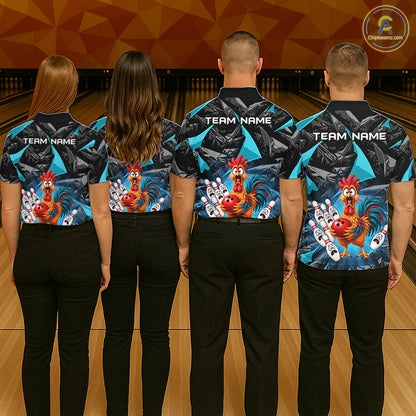 Custom Turquoise Chicken Bowling Jerseys For Women Bowling Team Jerseys Bowling for Bowlers HNT604