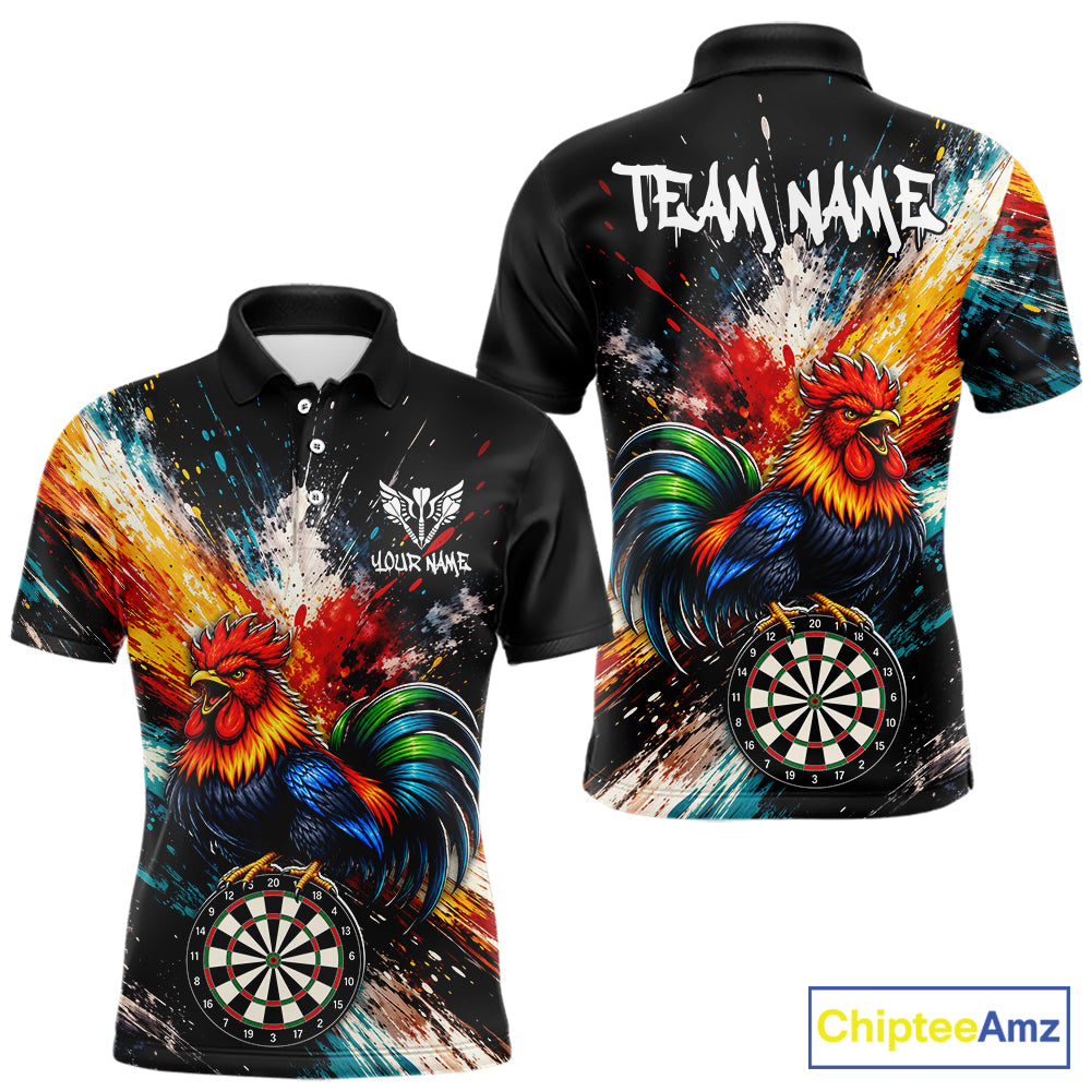 Custom Colorful Rooster Darts Shirt for Men Darts Team Jerseys Dart Uniform Polo & 1/4 Zip NNT328