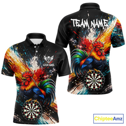 Custom Colorful Rooster Darts Shirt for Men Darts Team Jerseys Dart Uniform Polo & 1/4 Zip NNT328