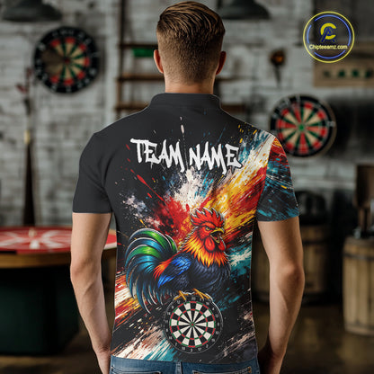 Custom Colorful Rooster Darts Shirt for Men Darts Team Jerseys Dart Uniform Polo & 1/4 Zip NNT328
