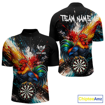 Custom Colorful Rooster Darts Shirt for Men Darts Team Jerseys Dart Uniform Polo & 1/4 Zip NNT328