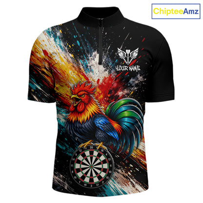 Custom Colorful Rooster Darts Shirt for Men Darts Team Jerseys Dart Uniform Polo & 1/4 Zip NNT328