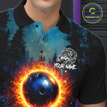Load image into Gallery viewer, Flame Wolf Bowling Jersey for Men Bowling Uniform Polo &amp;1/4 Zip Custom Bowling Team Shirts HNT252