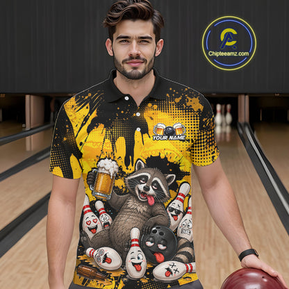 Funny Beer Raccoon Drunk Custom Bowling Shirts For Men Bowling Team Shirts Bowling League HNT524