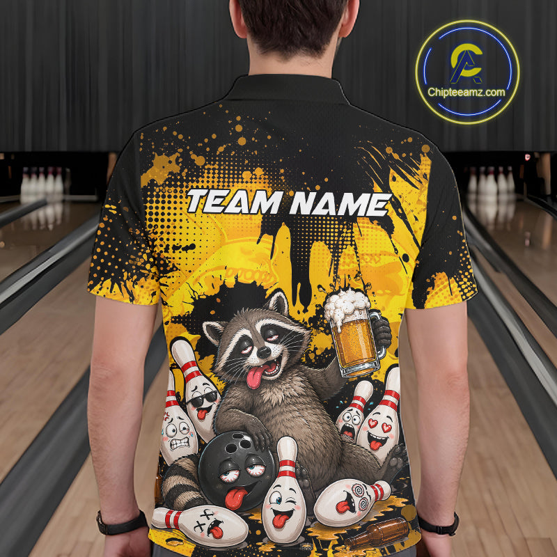 Funny Beer Raccoon Drunk Custom Bowling Shirts For Men Bowling Team Shirts Bowling League HNT524