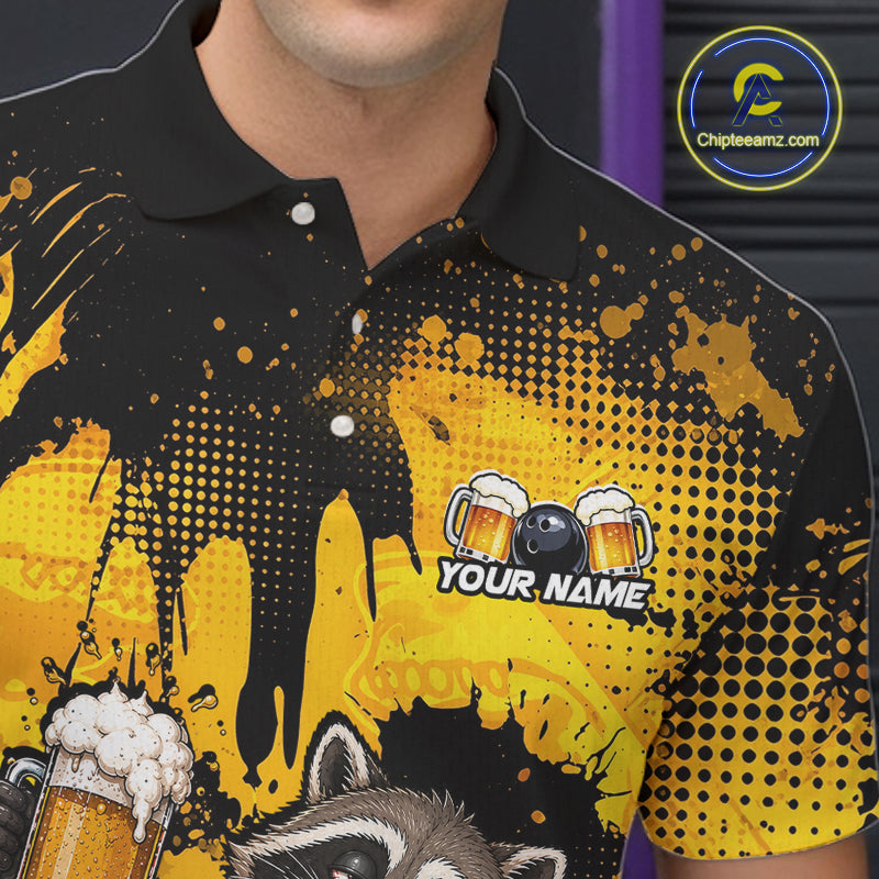 Funny Beer Raccoon Drunk Custom Bowling Shirts For Men Bowling Team Shirts Bowling League HNT524