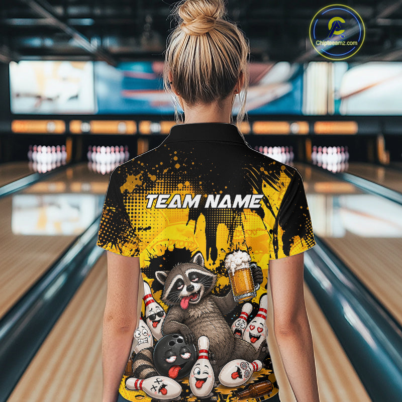 Funny Beer Raccoon Drunk Custom Bowling Shirts For Women Bowling Team Shirts Bowling League HNT524