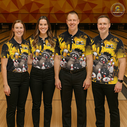 Funny Beer Raccoon Drunk Custom Bowling Shirts For Men Bowling Team Shirts Bowling League HNT524