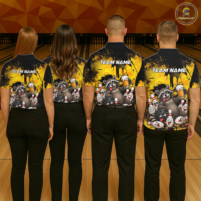 Funny Beer Raccoon Drunk Custom Bowling Shirts For Men Bowling Team Shirts Bowling League HNT524