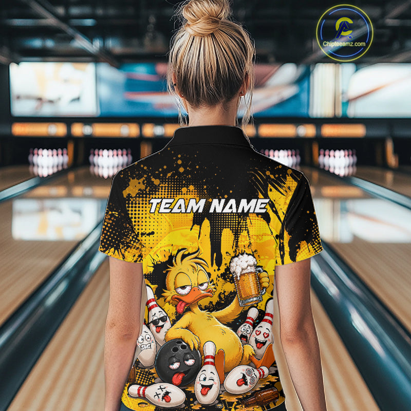 Funny Beer Duck Drunk Custom Bowling Shirts For Women Bowling Team Shirts Bowling League HNT525