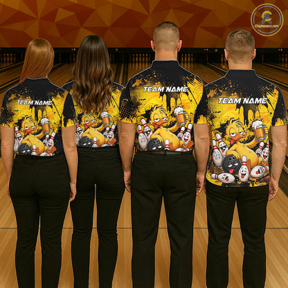 Funny Beer Duck Drunk Custom Bowling Shirts For Men Bowling Team Shirts Bowling League HNT525