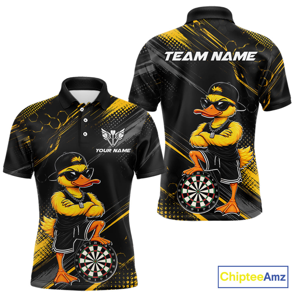 Custom Funny Duck Darts Shirt for Men Darts Team Jerseys Dart Uniform Polo & 1/4 Zip NNT329