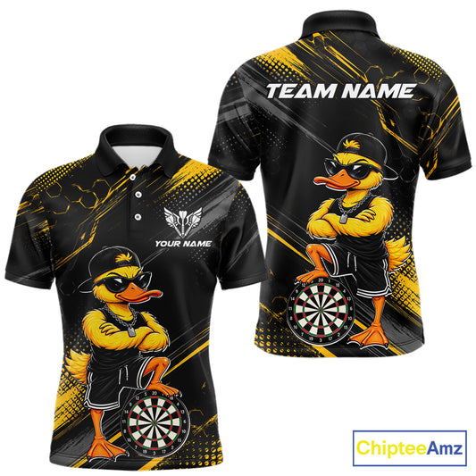 Custom Funny Duck Darts Shirt for Men Darts Team Jerseys Dart Uniform Polo & 1/4 Zip NNT329