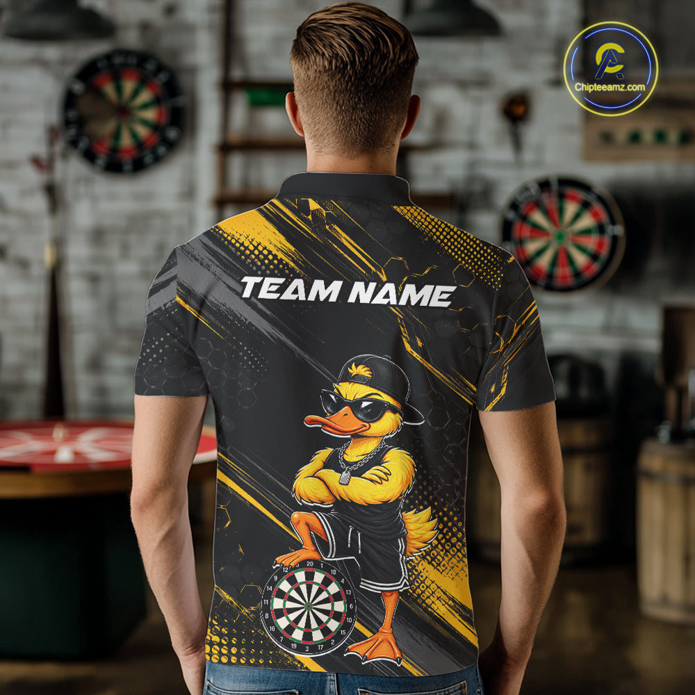 Custom Funny Duck Darts Shirt for Men Darts Team Jerseys Dart Uniform Polo & 1/4 Zip NNT329