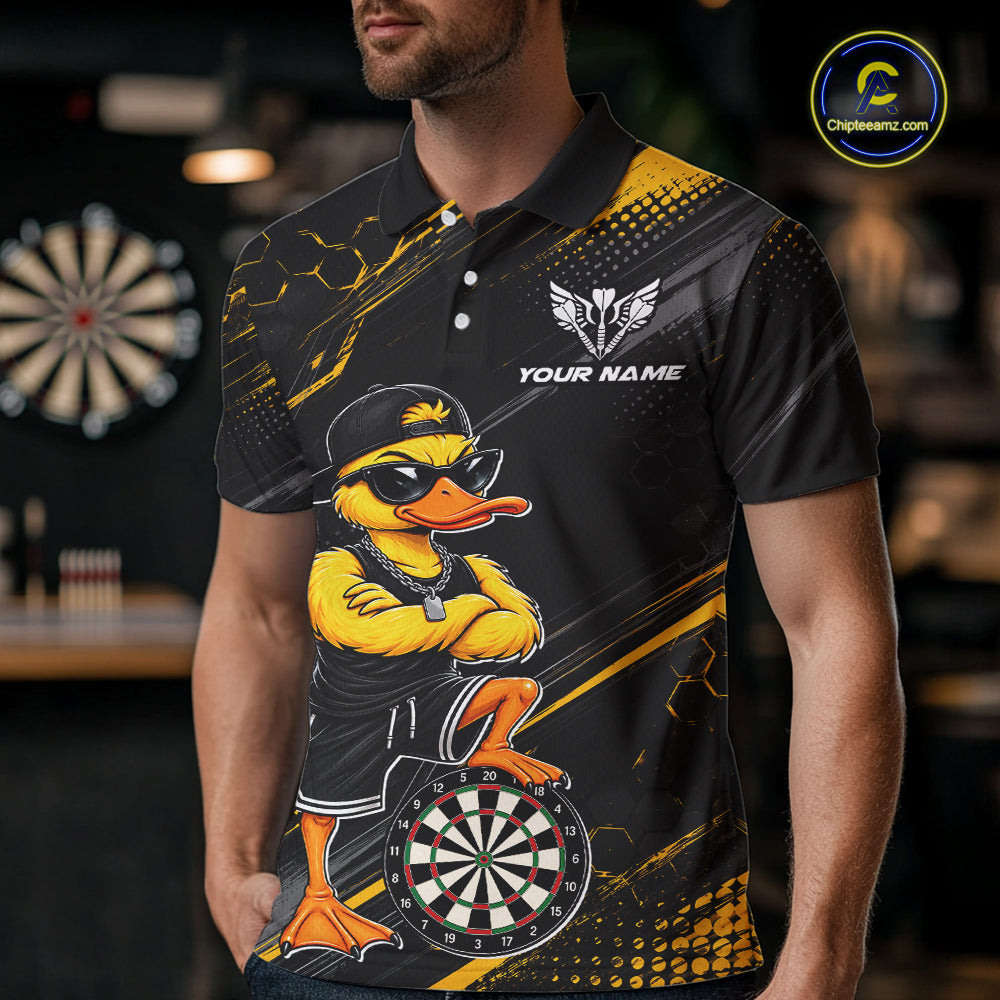Custom Funny Duck Darts Shirt for Men Darts Team Jerseys Dart Uniform Polo & 1/4 Zip NNT329