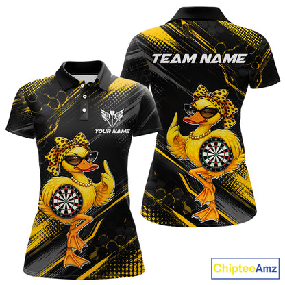 Custom Funny Duck Darts Shirt for Women Darts Team Jerseys Dart Uniform Polo & 1/4 Zip NNT329