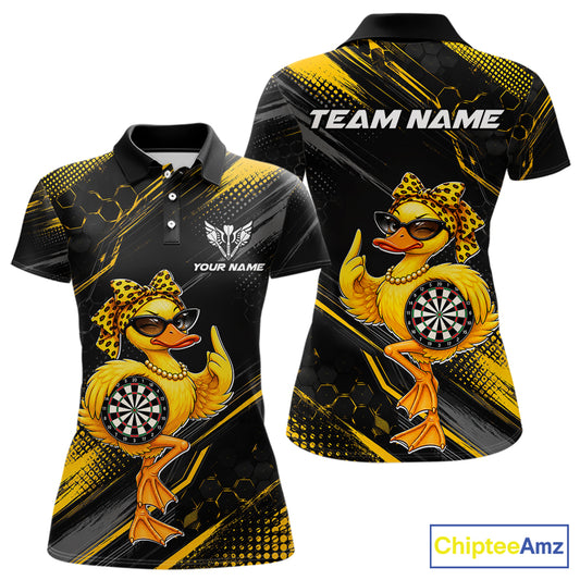 Custom Funny Duck Darts Shirt for Women Darts Team Jerseys Dart Uniform Polo & 1/4 Zip NNT329