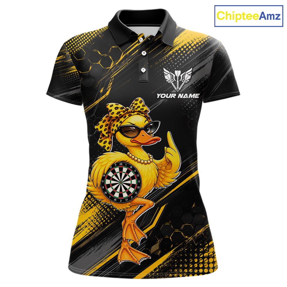 Custom Funny Duck Darts Shirt for Women Darts Team Jerseys Dart Uniform Polo & 1/4 Zip NNT329