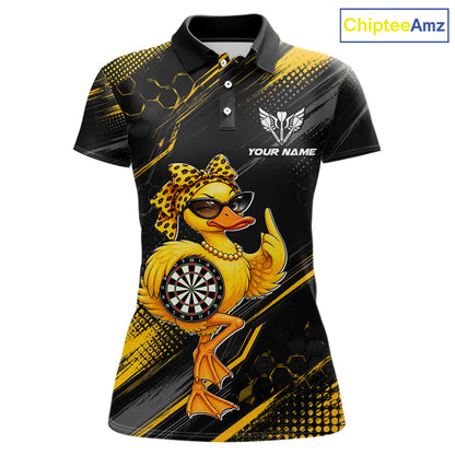 Custom Funny Duck Darts Shirt for Women Darts Team Jerseys Dart Uniform Polo & 1/4 Zip NNT329