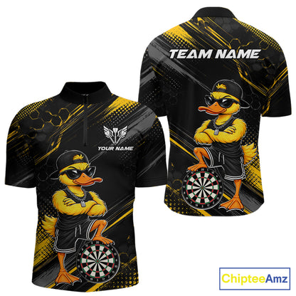 Custom Funny Duck Darts Shirt for Men Darts Team Jerseys Dart Uniform Polo & 1/4 Zip NNT329