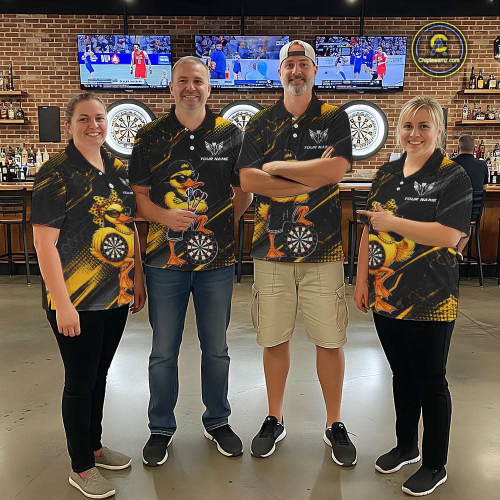 Custom Funny Duck Darts Shirt for Women Darts Team Jerseys Dart Uniform Polo & 1/4 Zip NNT329