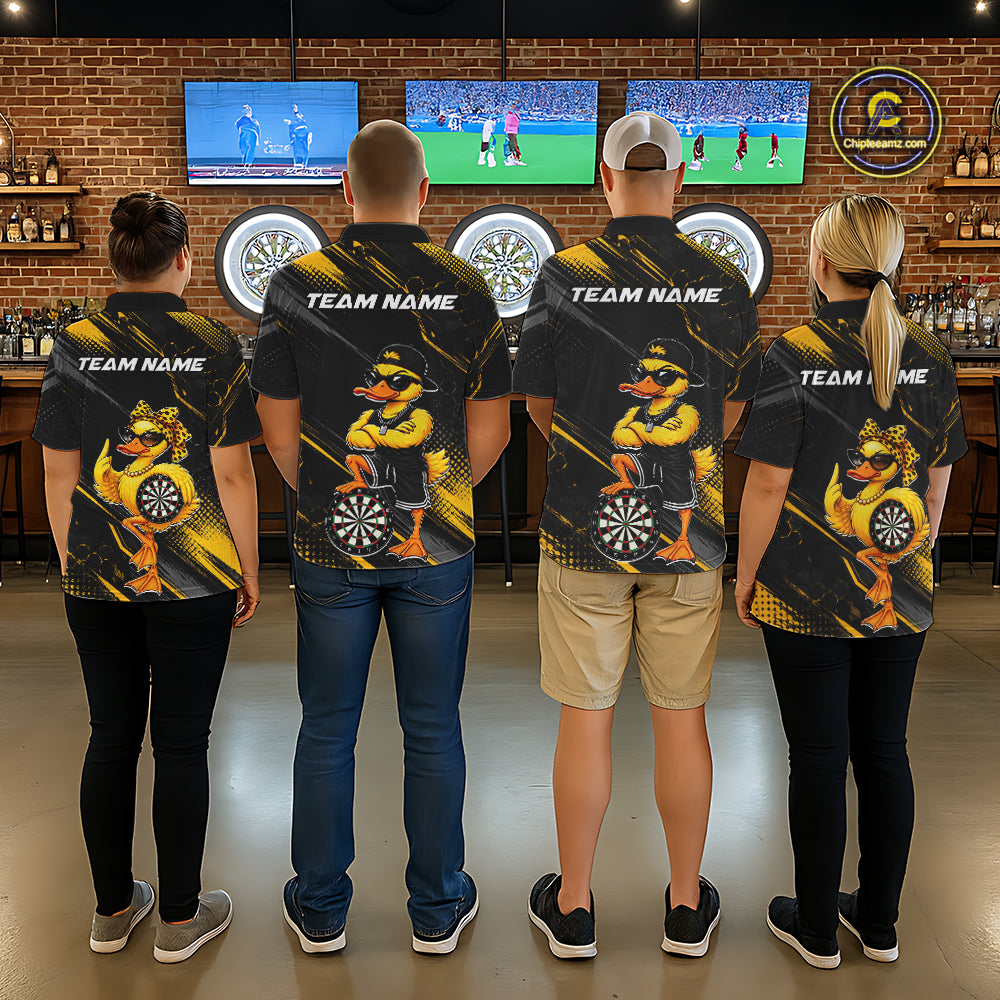 Custom Funny Duck Darts Shirt for Women Darts Team Jerseys Dart Uniform Polo & 1/4 Zip NNT329