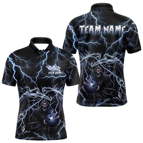 Custom Thunder Skeleton Bowling Jersey for Men Polo & 1/4 Zip Bowling Team Shirts HNT152