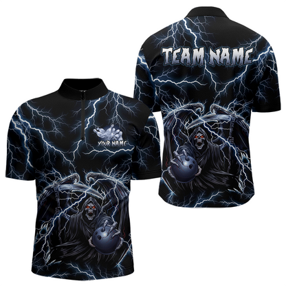 Custom Thunder Skeleton Bowling Jersey for Men Polo & 1/4 Zip Bowling Team Shirts HNT152