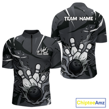 Load image into Gallery viewer, Custom Flame Bowling Jersey for Men Polo &amp; 1/4 Zip Bowling Team Shirts Bowling League HNT151