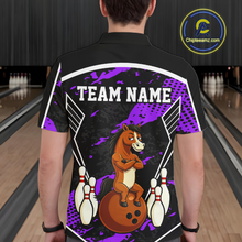Load image into Gallery viewer, Custom Purple Funny Horse Bowling Tournament Jersey for Men Bowling Team Shirts Polo &amp; 1/4 Zip HNT180