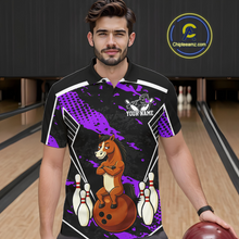 Load image into Gallery viewer, Custom Purple Funny Horse Bowling Tournament Jersey for Men Bowling Team Shirts Polo &amp; 1/4 Zip HNT180
