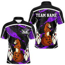 Load image into Gallery viewer, Custom Purple Funny Horse Bowling Tournament Jersey for Men Bowling Team Shirts Polo &amp; 1/4 Zip HNT180
