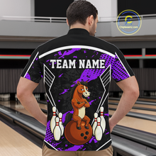 Load image into Gallery viewer, Custom Purple Funny Horse Bowling Tournament Jersey for Men Bowling Team Shirts Polo &amp; 1/4 Zip HNT180