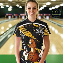 Load image into Gallery viewer, Custom Yellow Funny Horse Bowling Tournament Jersey for Women Bowling Team Shirts Polo &amp; 1/4 Zip HNT180