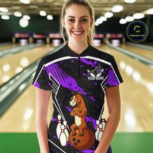Load image into Gallery viewer, Custom Purple Funny Horse Bowling Tournament Jersey for Women Bowling Team Shirts Polo &amp; 1/4 Zip HNT180