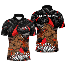 Load image into Gallery viewer, Custom Red Funny Horse Bowling Jersey for Men Bowling Team Shirts Bowling League Polo &amp; 1/4 Zip HNT183