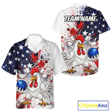 Load image into Gallery viewer, Custom US Flag Angry Chicken Hawaiian Bowling Jersey Bowling Team Shirts Bowling Uniform HNT330