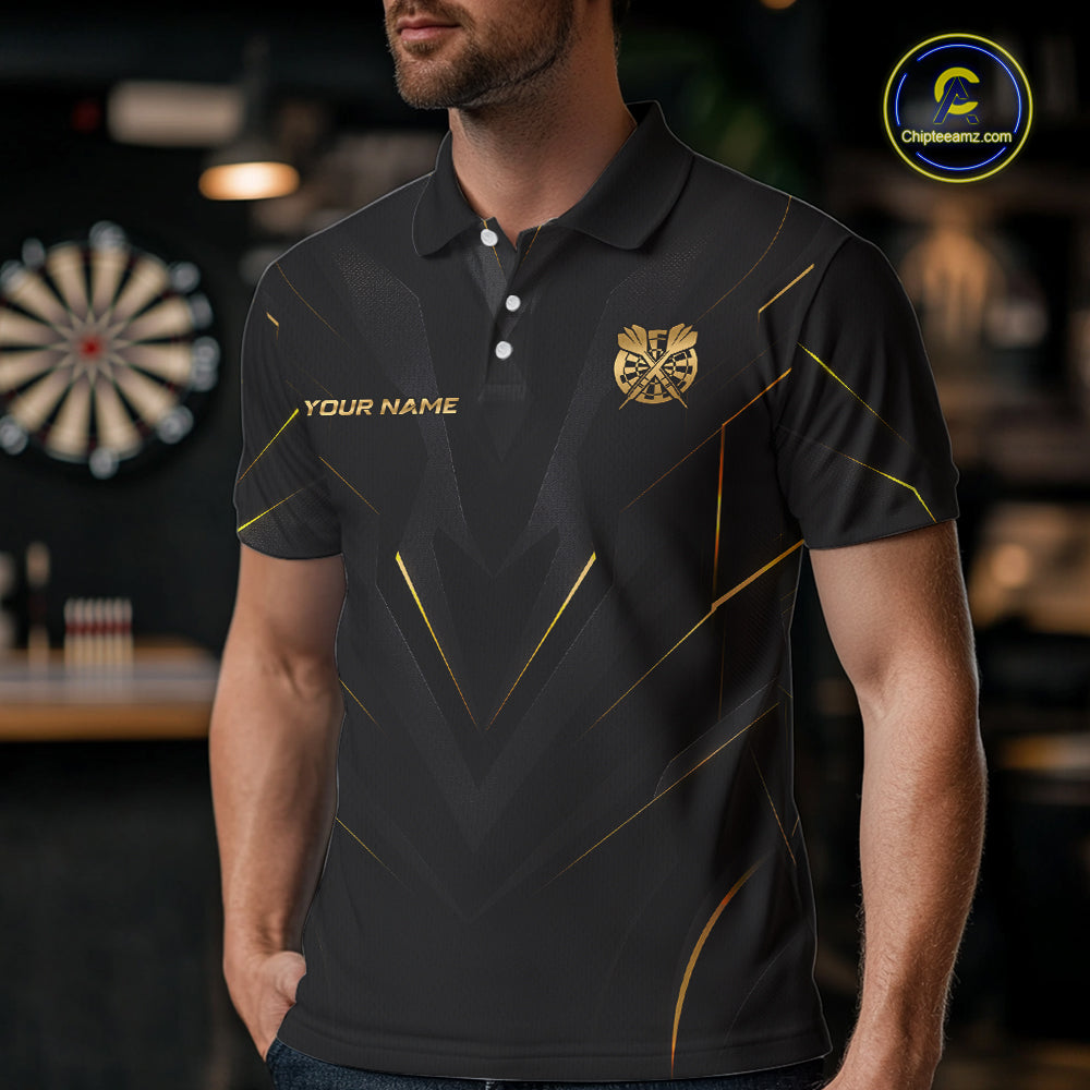 Black and Gold Dartboard Custom Darts Shirt for Men Darts Team Jerseys Dartboard Shirt NNT302
