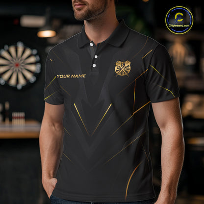 Black and Gold Dartboard Custom Darts Shirt for Men Darts Team Jerseys Dartboard Shirt NNT302