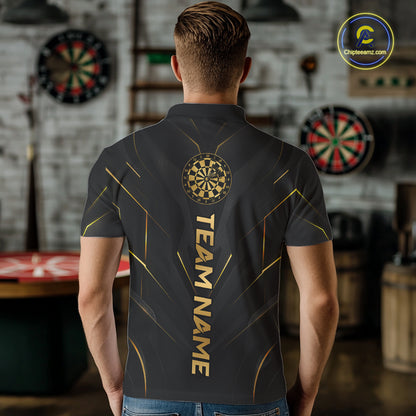 Black and Gold Dartboard Custom Darts Shirt for Men Darts Team Jerseys Dartboard Shirt NNT302