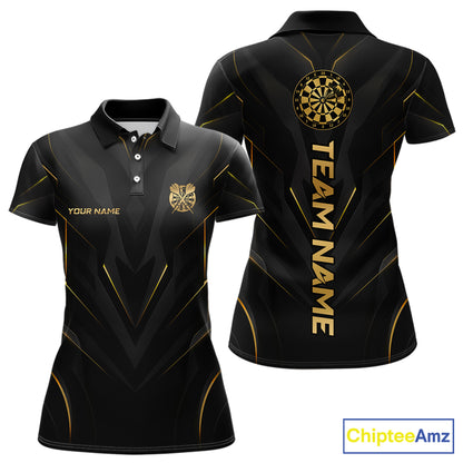 Black and Gold Dartboard Custom Darts Shirt for Women Darts Team Jerseys Dartboard Shirt NNT302