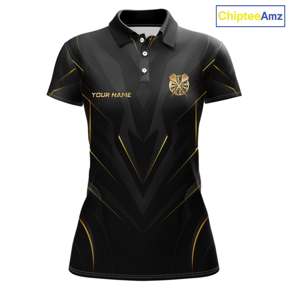Black and Gold Dartboard Custom Darts Shirt for Women Darts Team Jerseys Dartboard Shirt NNT302