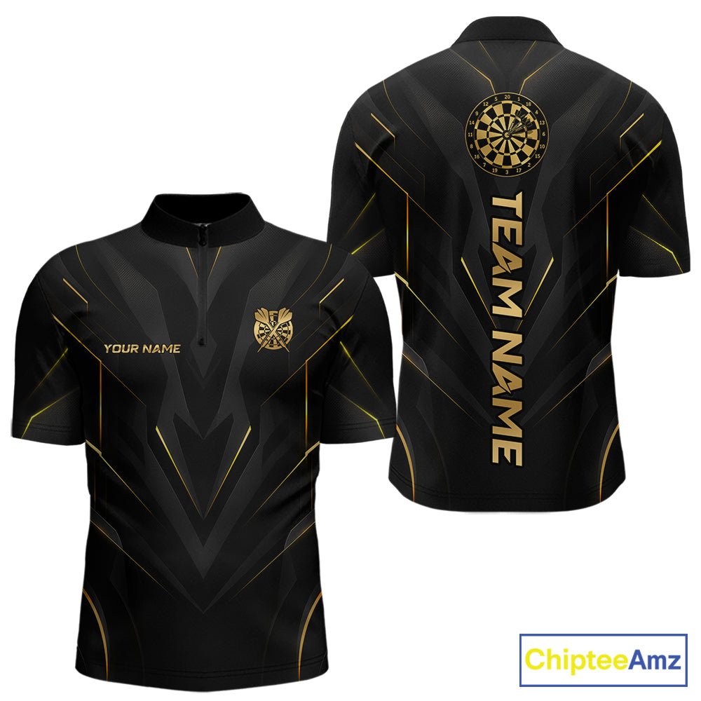 Black and Gold Dartboard Custom Darts Shirt for Men Darts Team Jerseys Dartboard Shirt NNT302